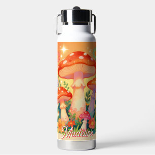Cottage Core Pilze und Blumen Personalisiert Trinkflasche