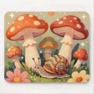Cottage Core Schnecke und Pilze Mousepad