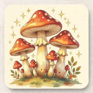 Cottage Core Vintage Pilz Kunst Getränkeuntersetzer