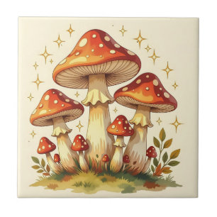 Cottage Core Vintage Pilze Kunst Fliese