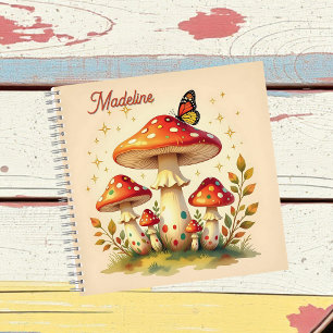 Cottage Core Vintage Pilze und Schmetterling Notizbuch