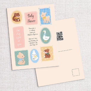 Cottage Core Wald Baby Shower Einladung Postkarte