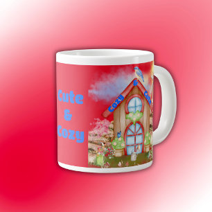 Cottage Cosy & Niedlich farbig auf Rot Jumbo-Tasse