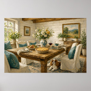 Cottage Esszimmer Cavalier Wandbild Druck Poster