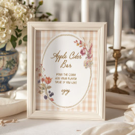 Cottage Fall in Love Gingham Apfelwein-Bar Poster