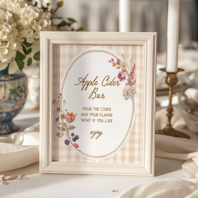 Cottage Fall in Love Gingham Apfelwein-Bar Poster (Von Creator hochgeladen)