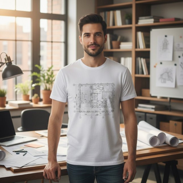 Cottage Floor Layout Blueprint T-Shirt (Von Creator hochgeladen)