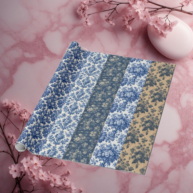 Cottage French Toile Heirloom Botanicals Collage  Geschenkpapier (Cottage French Toile Heirloom Botanicals Collage Wrapping Paper)