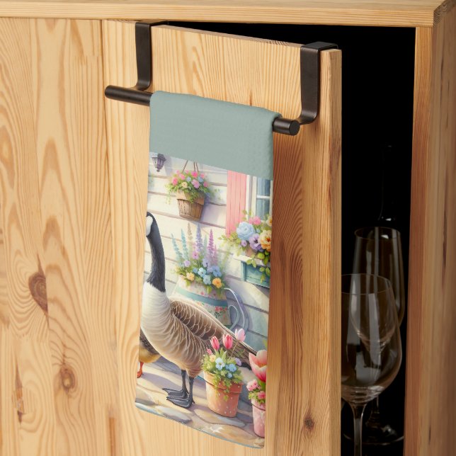 Cottage Garden Geese Spring Illustration Geschirrtuch (Drittel gefaltet)