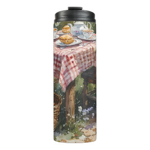 Cottage-Garten-Teemorgen-Aquarell Thermosbecher