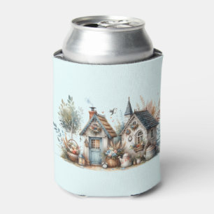 Cottage Haven Florale Häuser Illustration Dosenkühler