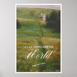 Cottage in Meadow Landscape Art Print Village Poster
