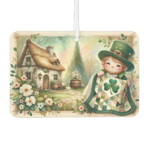 Cottage Leprechaun Patchwork Quilt Szene Autolufterfrischer
