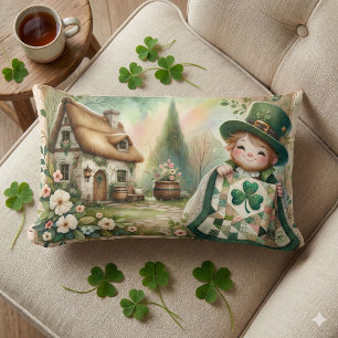Cottage Leprechaun Patchwork Quilt Szene Lendenkissen