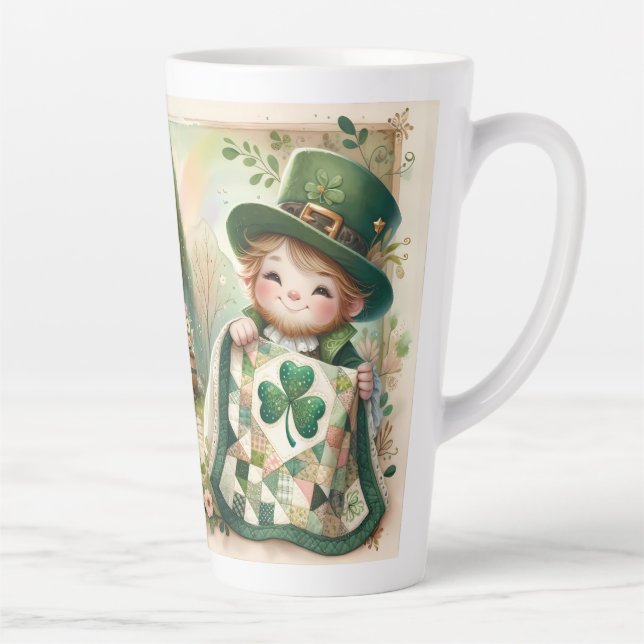 Cottage Leprechaun Patchwork Quilt Szene Milchtasse (Rechts)