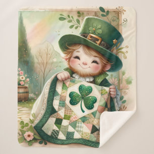 Cottage Leprechaun Patchwork Quilt Szene Sherpadecke