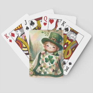 Cottage Leprechaun Patchwork Quilt Szene Spielkarten