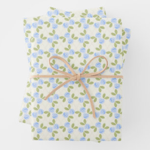 Cottage-Rosen in himmelblau Geschenkpapier Set