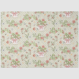 Cottage Summer Strawberry Garden Blumenbienen Seidenpapier