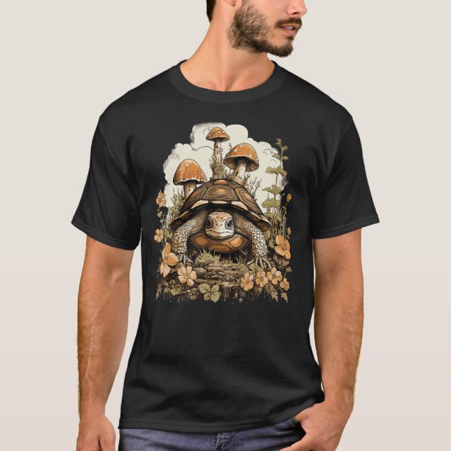 Cottage Turtle Ästhetische Pilze Ausstattung T-Shirt (Vorderseite)