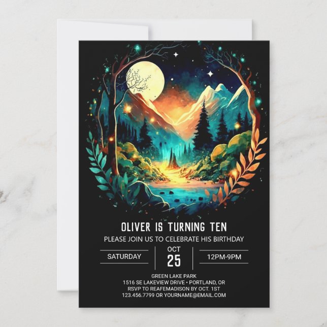 Cottagecore Adventure erwartet Geburtstag Einladung (Vorderseite)