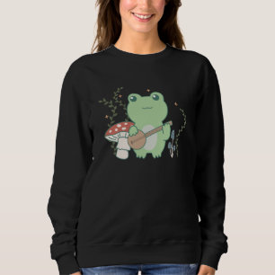 Cottagecore Aesthetic Frog paly banjo Sweatshirt