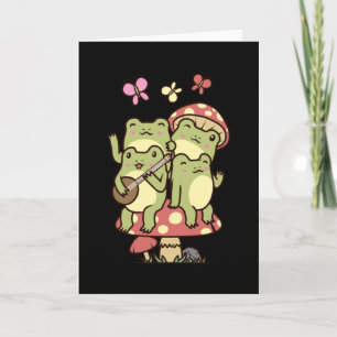 Cottagecore Aesthetic Frog with banjo Mushroom Karte