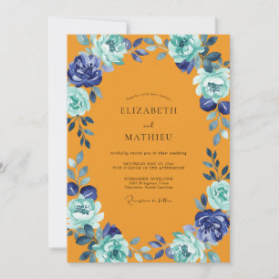 Cottagecore-Ambra-Indigo-Pfingstrosen-Hochzeit Einladung