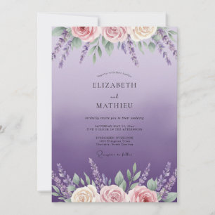 Cottagecore-Amethyst-Wisteria-Hochzeit Einladung