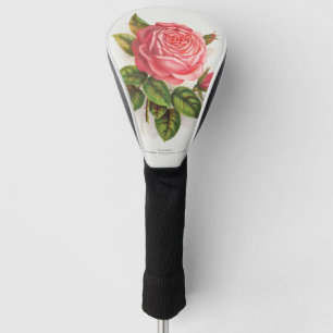 Cottagecore Antike Pink-Rosen-Blumenillustration Golf Headcover