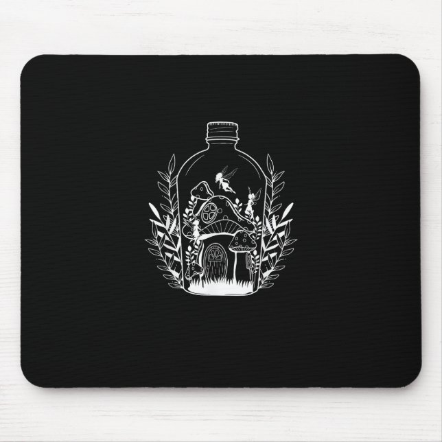 Cottagecore-Ästhetik-Flaschenpilzhaus-Fee Mousepad (Vorne)