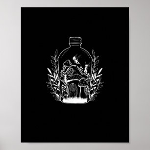 Cottagecore-Ästhetik-Flaschenpilzhaus-Fee Poster