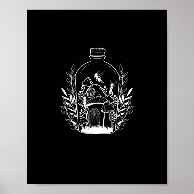 Cottagecore-Ästhetik-Flaschenpilzhaus-Fee Poster (Vorne)
