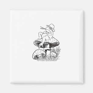Cottagecore-Ästhetik-Frosch auf einem Pilz Goblinc Magnet