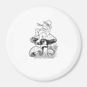 Cottagecore-Ästhetik-Frosch auf einem Pilz-Goblinc Magnet