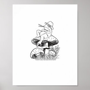 Cottagecore-Ästhetik-Frosch auf einem Pilz-Goblinc Poster