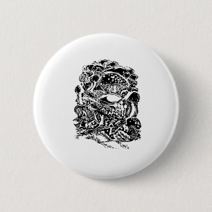 Cottagecore-Ästhetik-Frosch-Pilz-Goblincore-Kunst Button