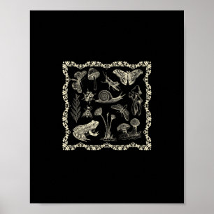 Cottagecore-Ästhetik-Frosch-und-Pilz-Goblincore Poster