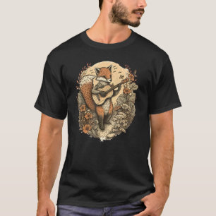Cottagecore-Ästhetik-Fuchs spielt Gitarre Vintage- T-Shirt