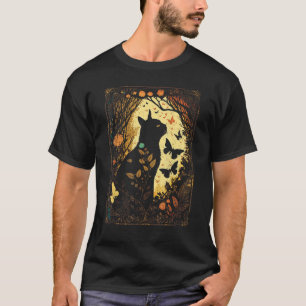 Cottagecore-Ästhetik-Katze Blumen Und Schmetterlin T-Shirt