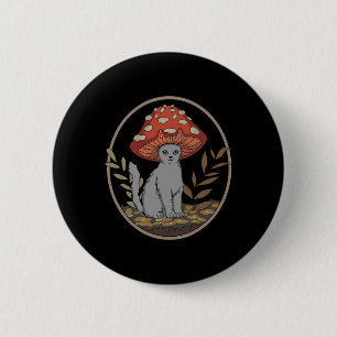 CottageCore Ästhetik Katze mit Pilzhut Button