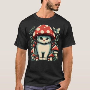 Cottagecore-Ästhetik-Katze mit Pilzhut-Kitty  T-Shirt