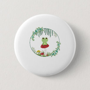 Cottagecore-Ästhetik Kawaii Frosch Goblincore Süß  Button