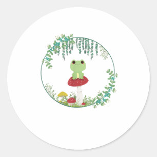 Cottagecore-Ästhetik Kawaii Frosch Goblincore Süß  Runder Aufkleber