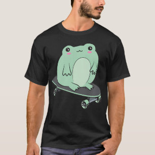 Cottagecore-Ästhetik-Kawaii-Skateboarding-Frosch-S T-Shirt