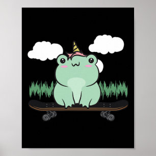 Cottagecore-Ästhetik Kawaii Süße Skateboard Fahren Poster
