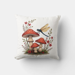 Cottagecore-Ästhetik-Libelle-Pilz-Witchy-Fl Kissen