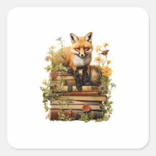 Cottagecore-Ästhetik mit Buch Cute Goblincore Cr Quadratischer Aufkleber