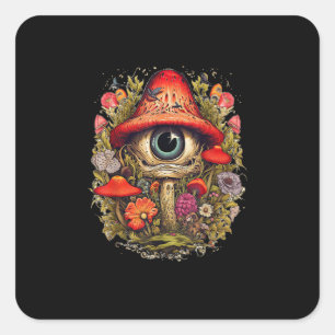 Cottagecore-Ästhetik-Pilz-Goblincore-Design Quadratischer Aufkleber