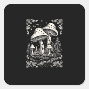 Cottagecore-Ästhetik Pilz Goblincore Mykologie Quadratischer Aufkleber